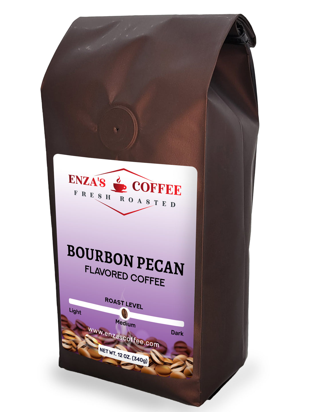 Savor the Richness: Bourbon Pecan Coffee from Enza's Coffee, Hot or Iced!